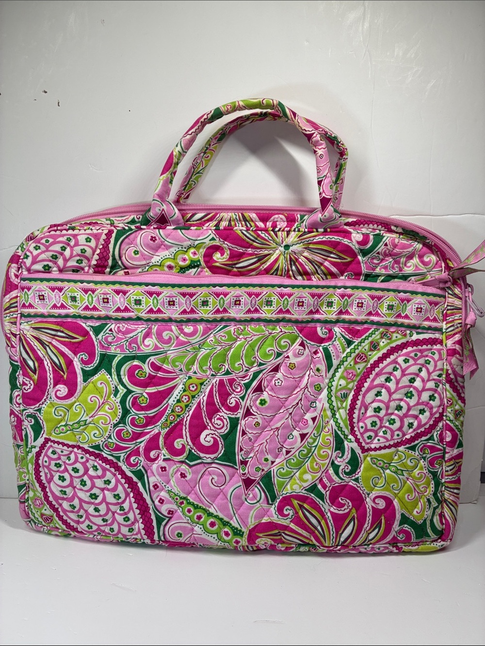 Vera Bradley Pink & Green Quilted Laptop Tote